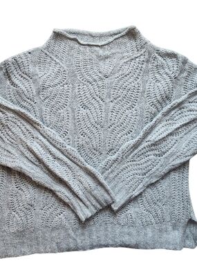 J. Crew Light Gray Cable Knit Turtleneck Sweater